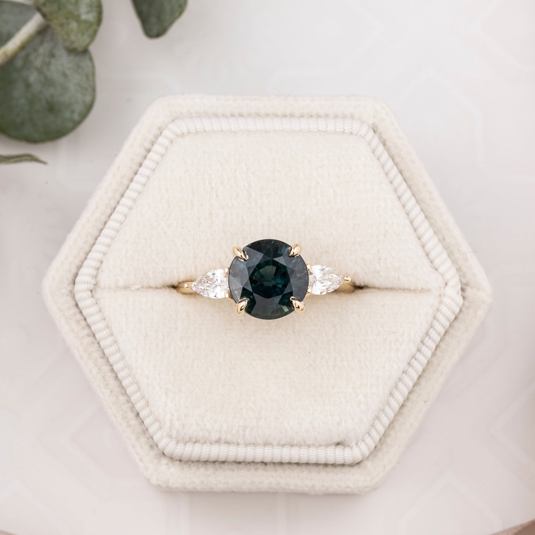 Olivia Grand Ring 3.60ct Deep Teal Blue Sapphire