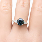 Olivia Grand Ring 3.60ct Blue Green Sapphire, 14k Yellow Gold (One of a kind)