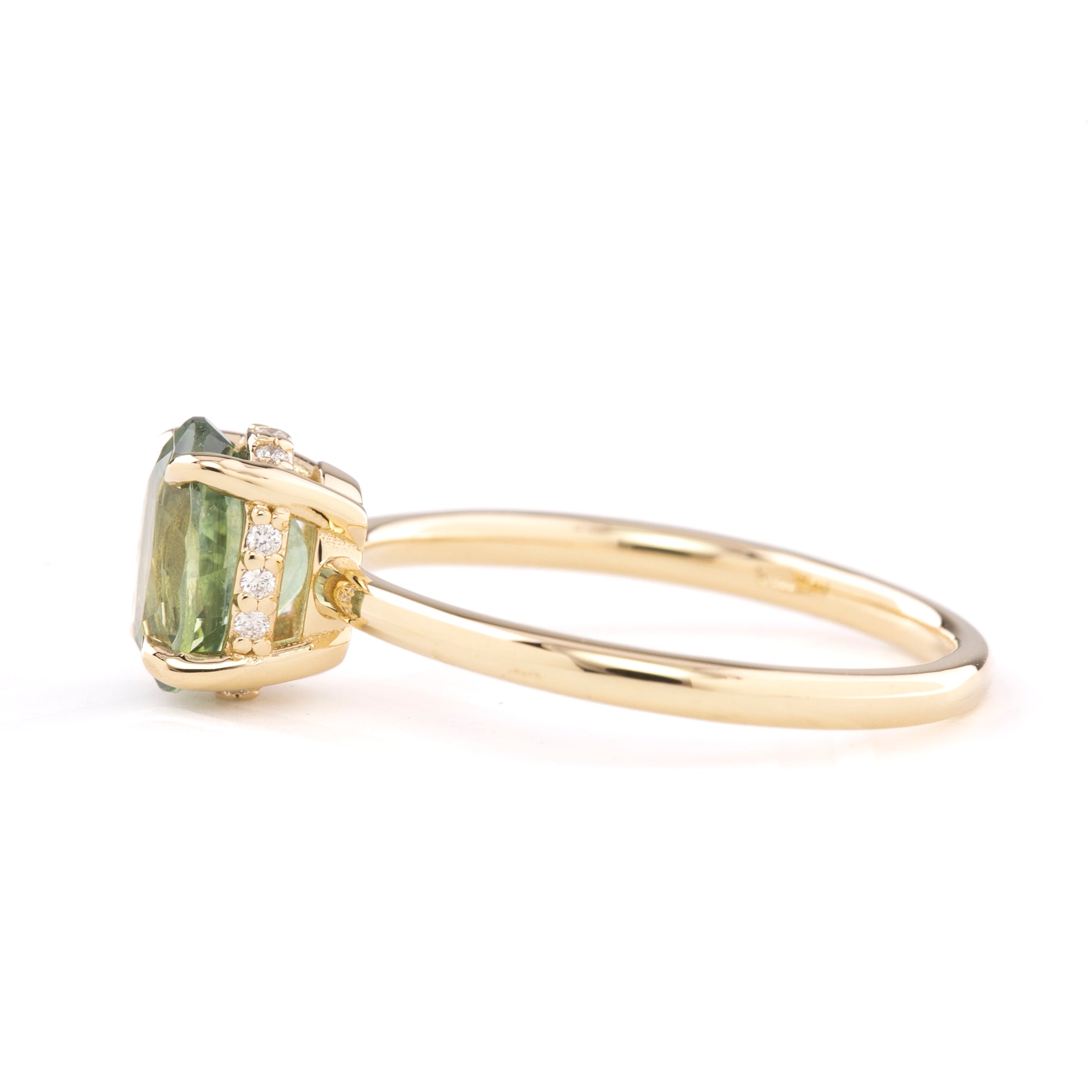 Athena Ring, 1.74ct Light Green Montana Sapphire