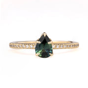 Maria Ring 0.63ct Blue Green Madagascar Sapphire, 14k Yellow Gold (One of a kind)