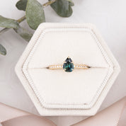 Maria Ring 0.63ct Blue Green Madagascar Sapphire, 14k Yellow Gold (One of a kind)