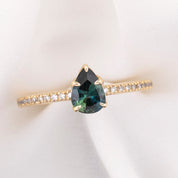 Maria Ring 0.63ct Blue Green Madagascar Sapphire, 14k Yellow Gold (One of a kind)