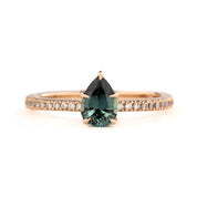 Maria Ring Blue Green Madagascar Sapphire, 14k Rose Gold (One of a kind)