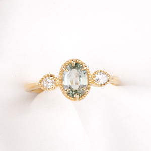 Diana Ring, 0.86ct Green Madagascar Sapphire