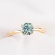 Sara Ring, 1.06ct Light Blue Green Montana Sapphire