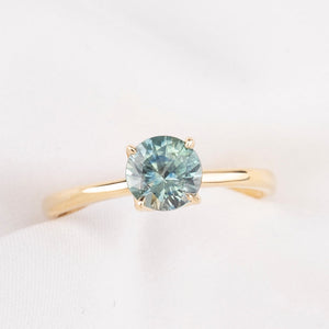 Sara Ring, 1.06ct Light Blue Green Montana Sapphire