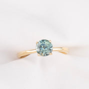 Sara Ring, 1.06ct Light Blue Green Montana Sapphire