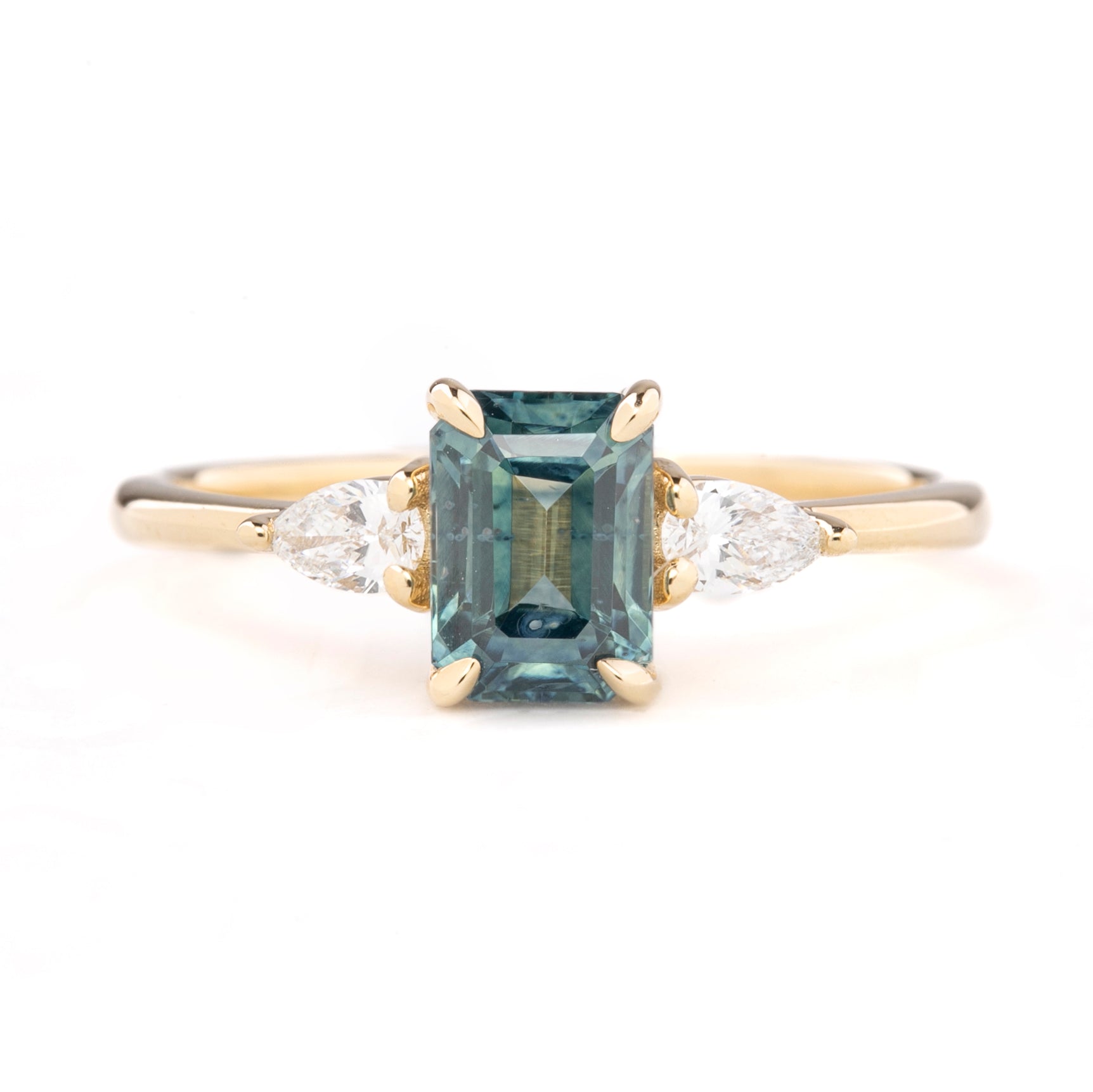 Olivia Ring 1.50ct Teal Blue Montana Sapphire, 14k Yellow Gold (One of a kind)