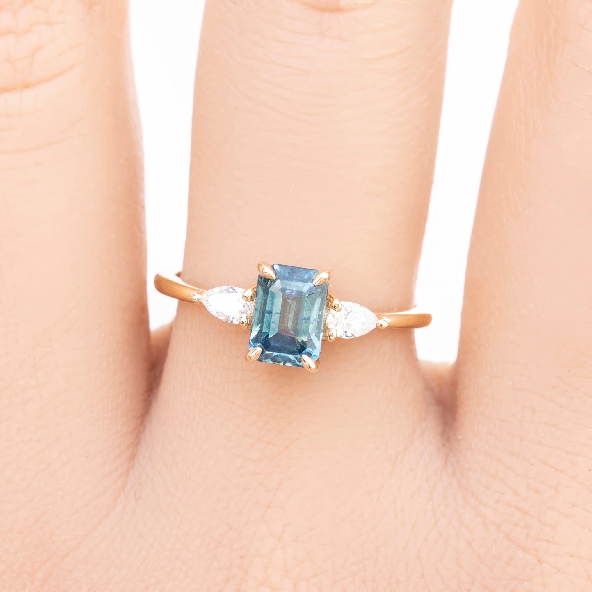 Olivia Ring 1.50ct Teal Blue Montana Sapphire, 14k Yellow Gold (One of a kind)