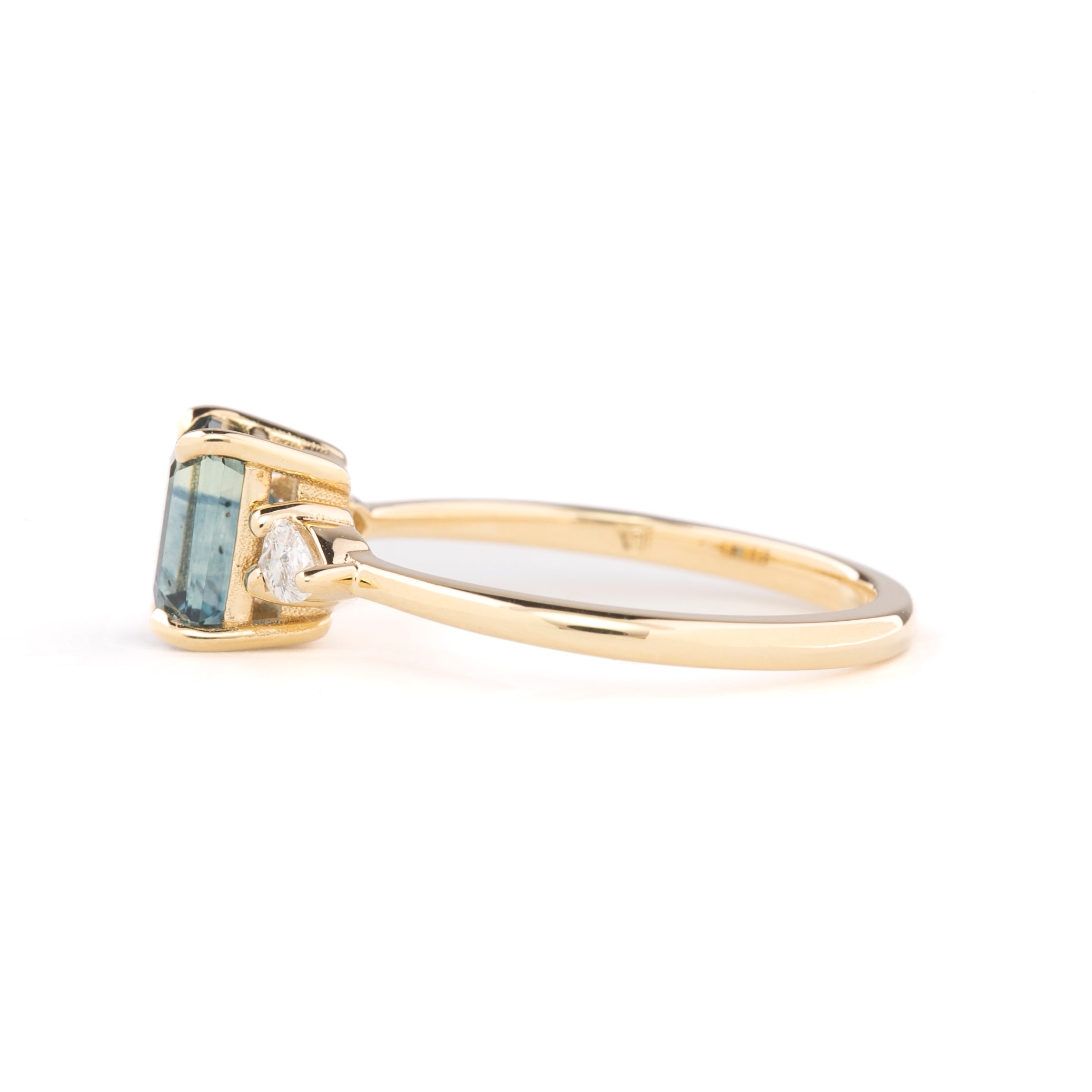 Olivia Ring 1.50ct Teal Blue Montana Sapphire, 14k Yellow Gold (One of a kind)