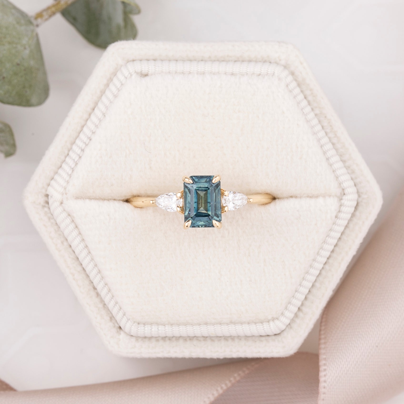 Olivia Ring 1.50ct Teal Blue Montana Sapphire, 14k Yellow Gold (One of a kind)