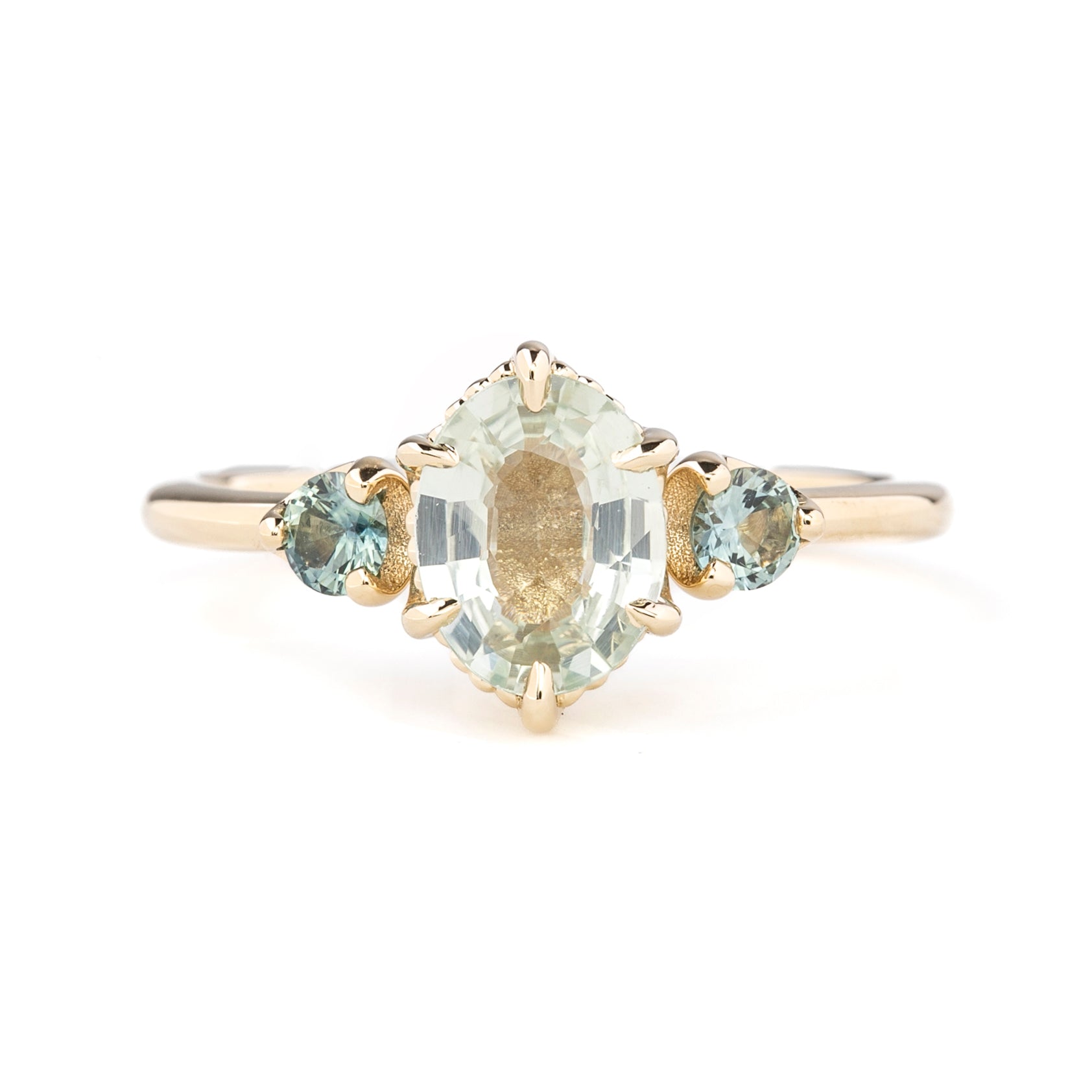 Ayana Ring, 1.23ct Unheated Mint Green Madagascar Sapphire