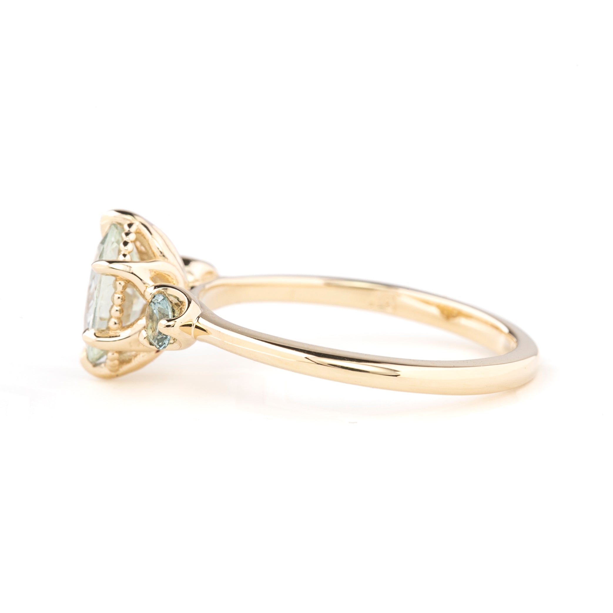 Ayana Ring, 1.23ct Unheated Mint Green Madagascar Sapphire