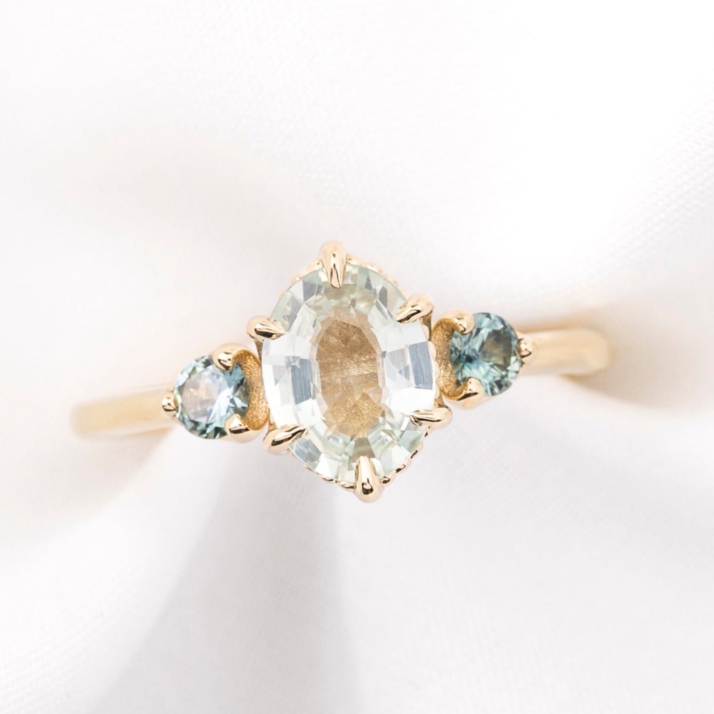 Ayana Ring, 1.23ct Unheated Mint Green Madagascar Sapphire
