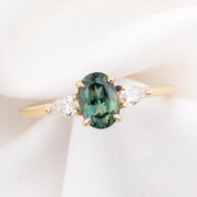 Olivia Ring 1.32ct Green Queensland Sapphire, 14k Yellow Gold (One of a kind)