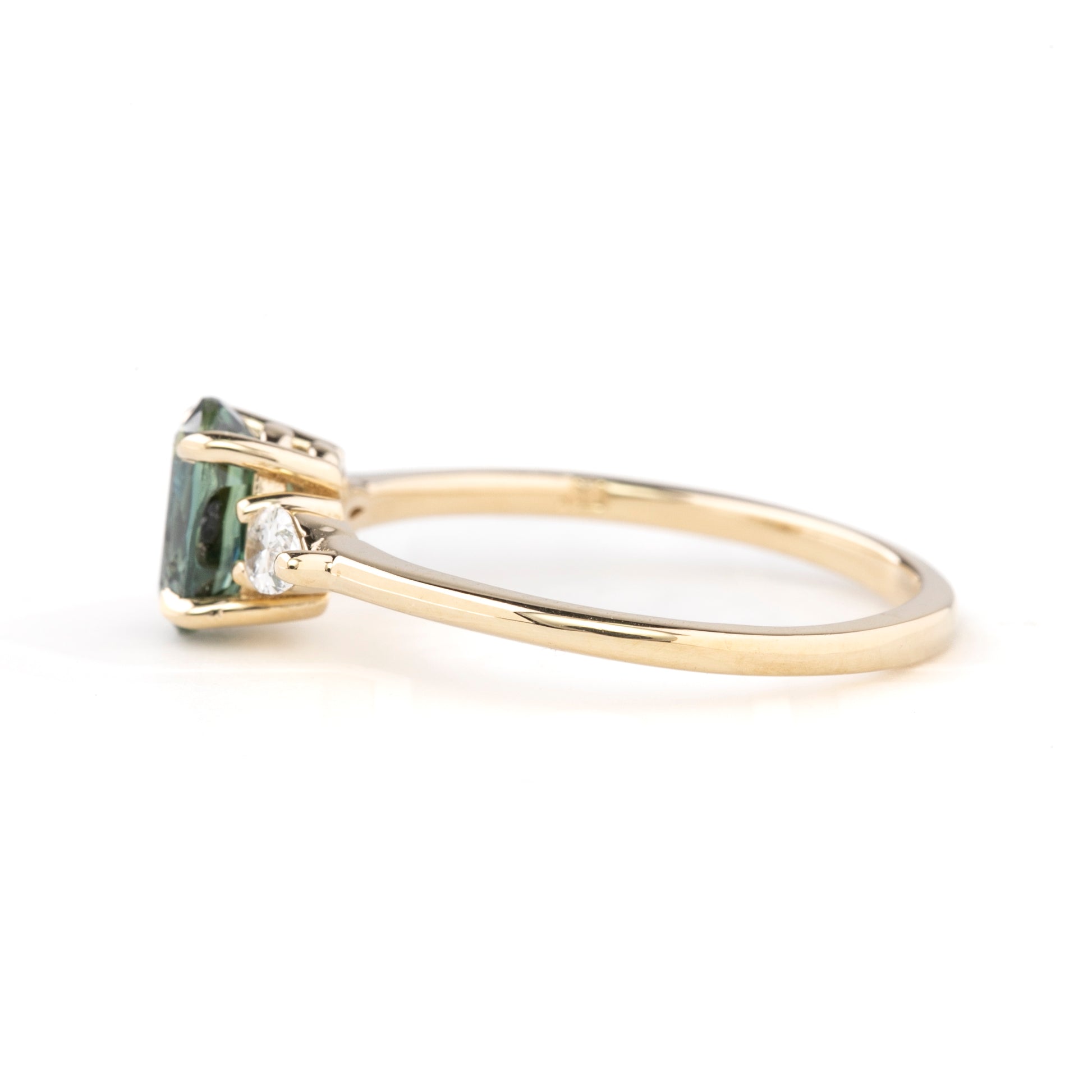 Olivia Ring 1.32ct Green Queensland Sapphire, 14k Yellow Gold (One of a kind)