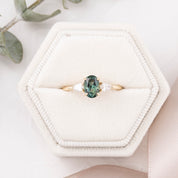 Olivia Ring 1.32ct Green Queensland Sapphire, 14k Yellow Gold (One of a kind)