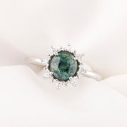 Victoria Ring 1.69ct Green Montana Sapphire, 14k White Gold (One of a kind)