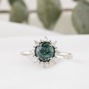 Victoria Ring 1.69ct Green Montana Sapphire, 14k White Gold (One of a kind)