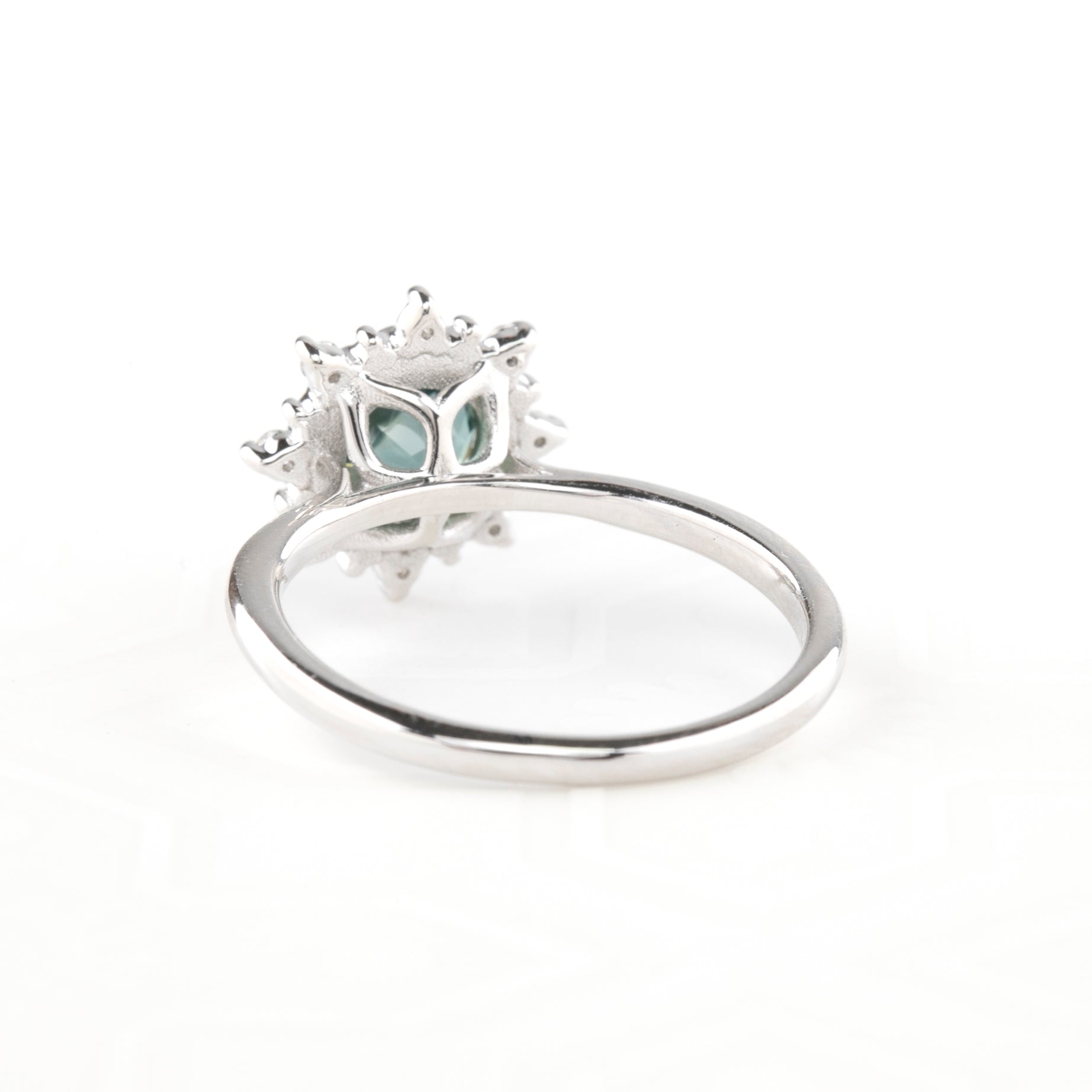 Victoria Ring 1.69ct Green Montana Sapphire, 14k White Gold (One of a kind)