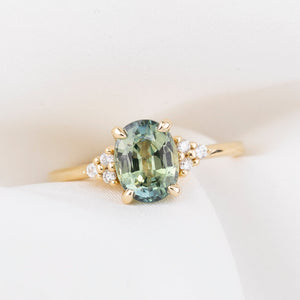 Teresa Ring, 2.19ct Light Green Madagascar Sapphire, oval shape gemstone
