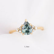 Teresa Ring Blue Green Montana Sapphire, 14k Yellow Gold (One of a kind)