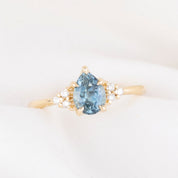 【一点物】テレサリング ・1.27ct・加熱モンタナ産ライトブルーグリーンサファイア・K14YG