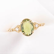 Agatha Ring, 0.90ct Oval Rose Cut Green Sapphire