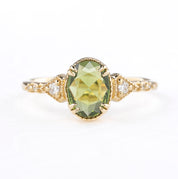 Agatha Ring, 0.90ct Oval Rose Cut Green Sapphire