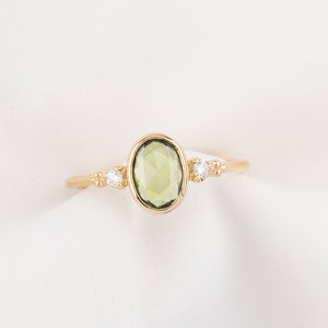 Estel Bezel Ring, 0.60ct Green Sapphire, oval shape gemstone