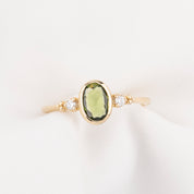 Estel Bezel Ring, 0.60ct Green Sapphire, oval shape gemstone