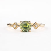 Charlene Ring 1.11ct Parti Green Yellow Montana Sapphire, 14k Yellow Gold (One of a kind)