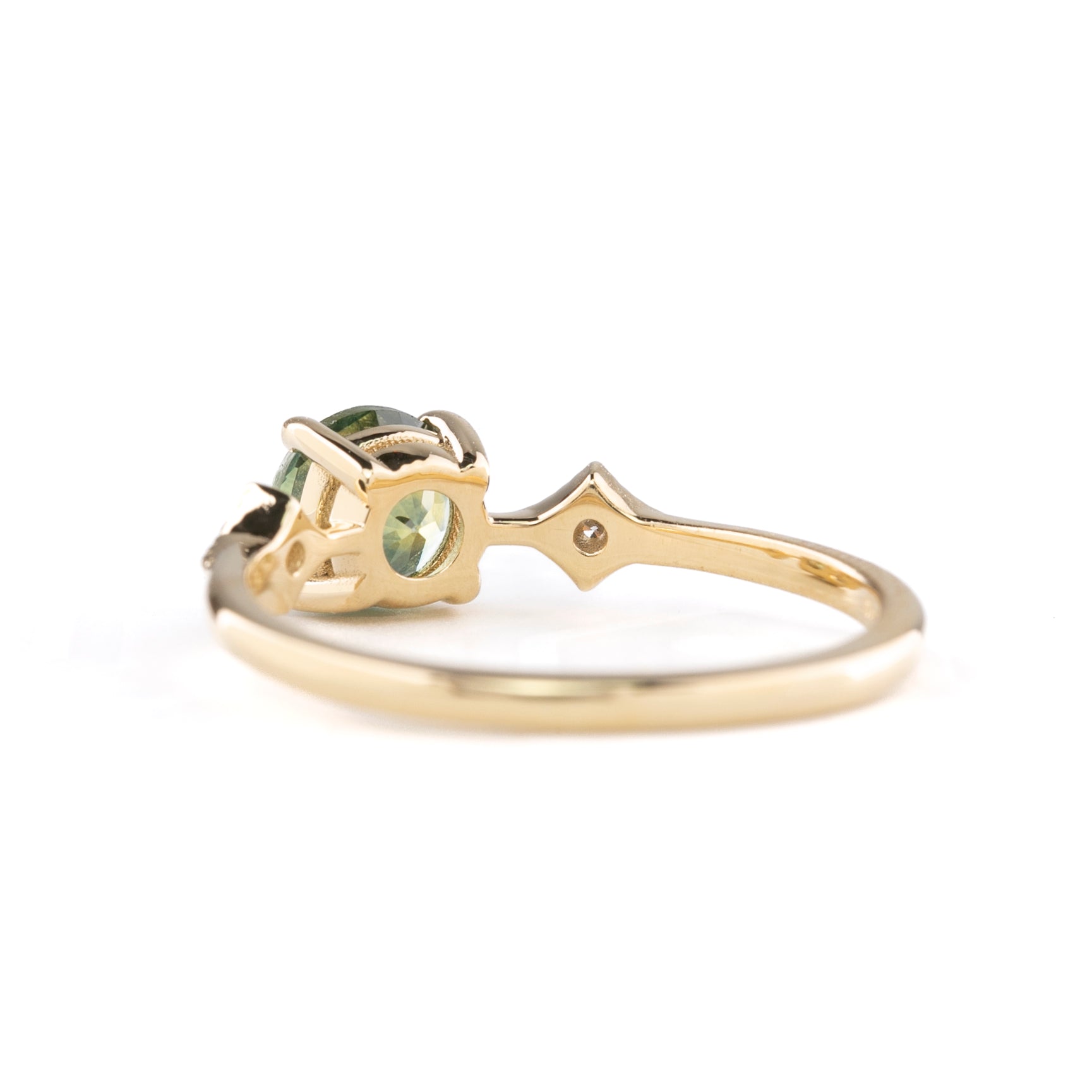 Charlene Ring 1.11ct Parti Green Yellow Montana Sapphire, 14k Yellow Gold (One of a kind)