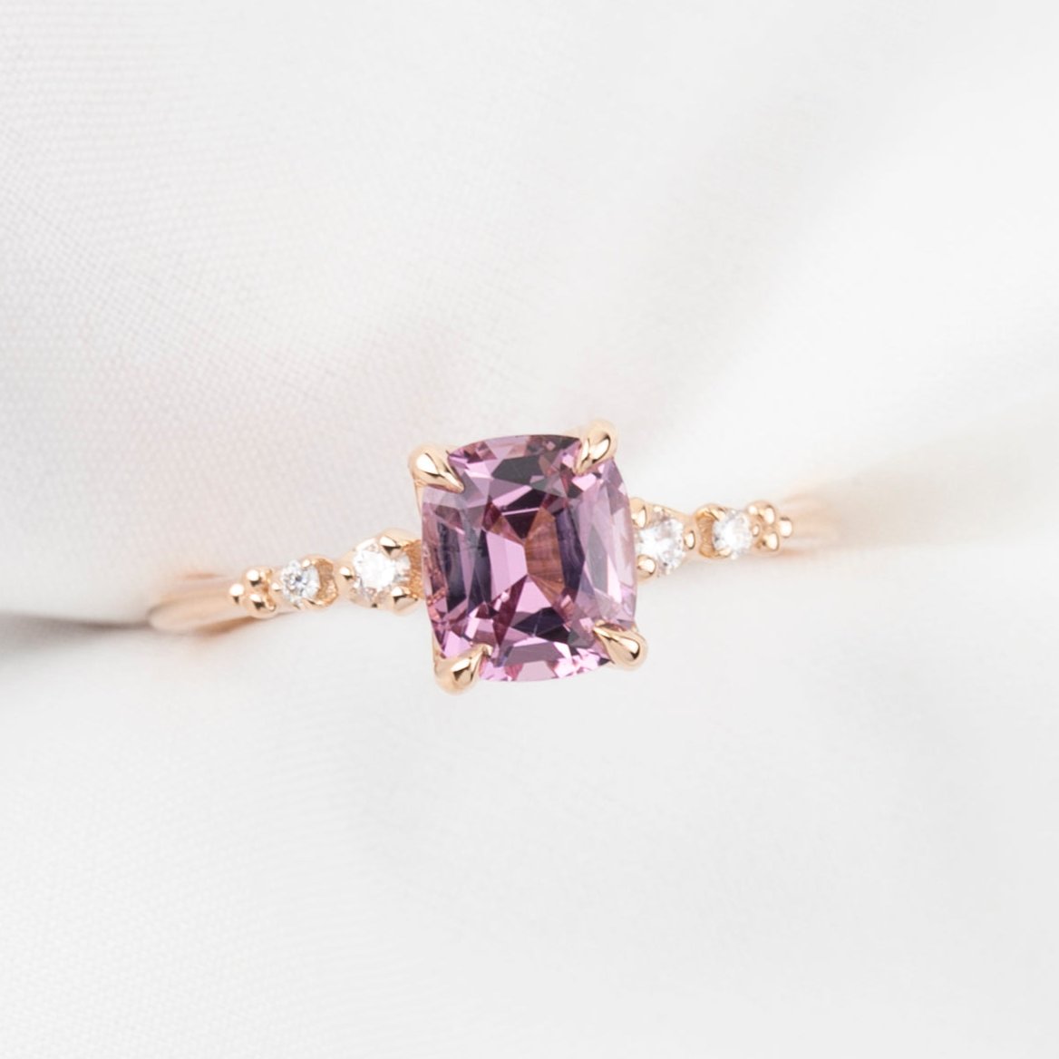 指輪・リング k10- rose sweet - Pink Spinel Ring Estel Fleur Ring, 1.29ct Light Pink Spinel – Envero Jewelry