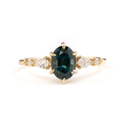 Estel Fleur Petal Ring 1.46ct Teal Blue Montana Sapphiree, 14k Yellow Gold (One of a kind)