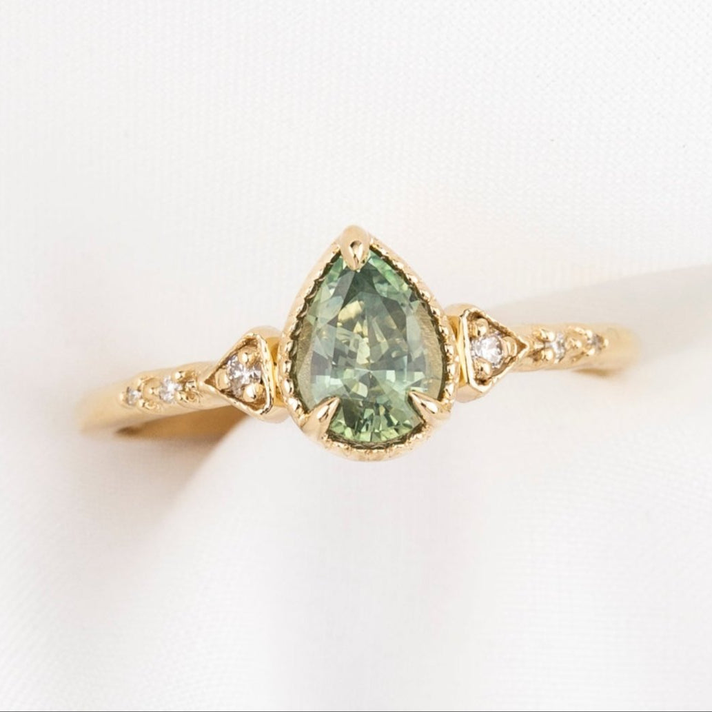 Agatha Ring, 0.87ct Light Green Montana Sapphire