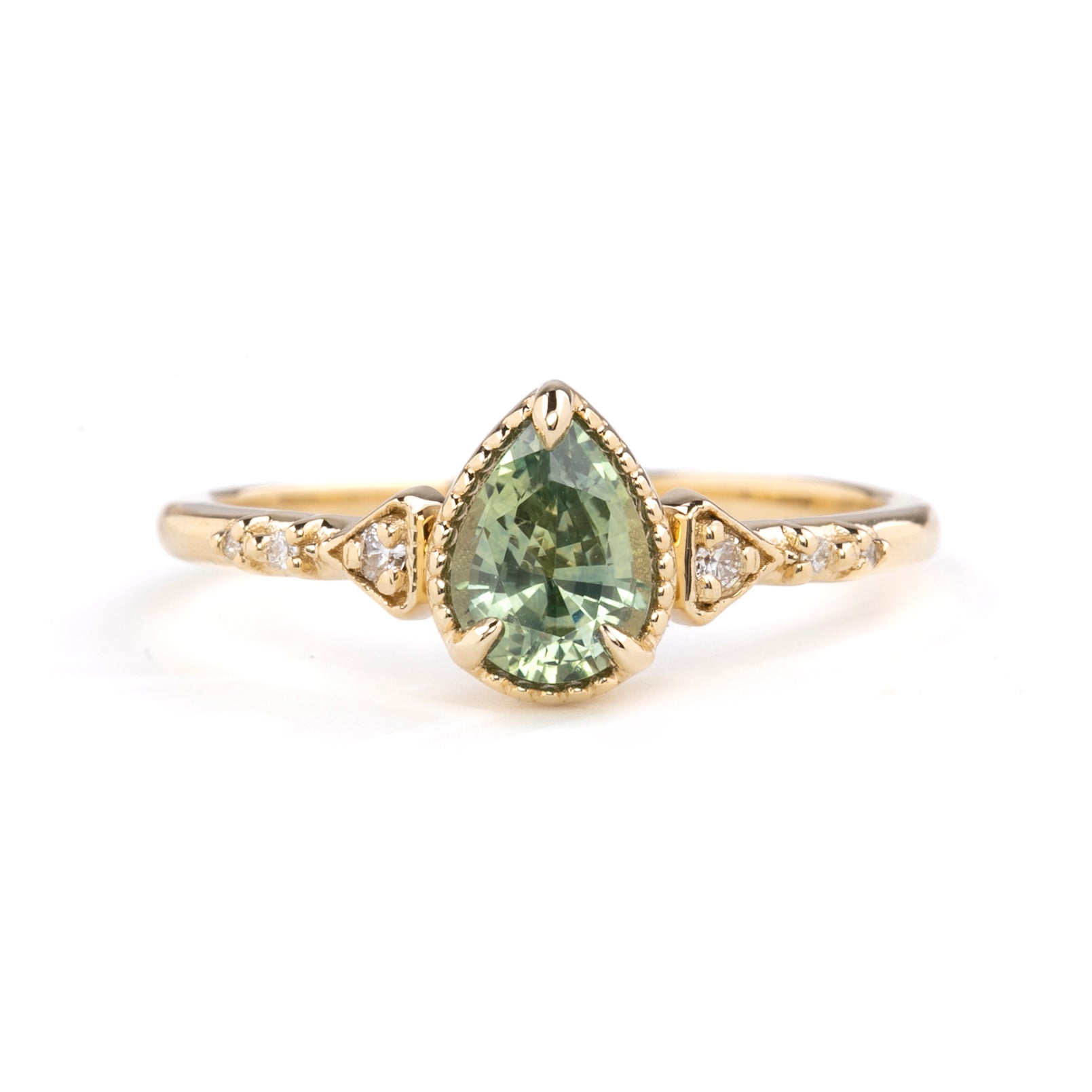 Agatha Ring, 0.87ct Light Green Montana Sapphire