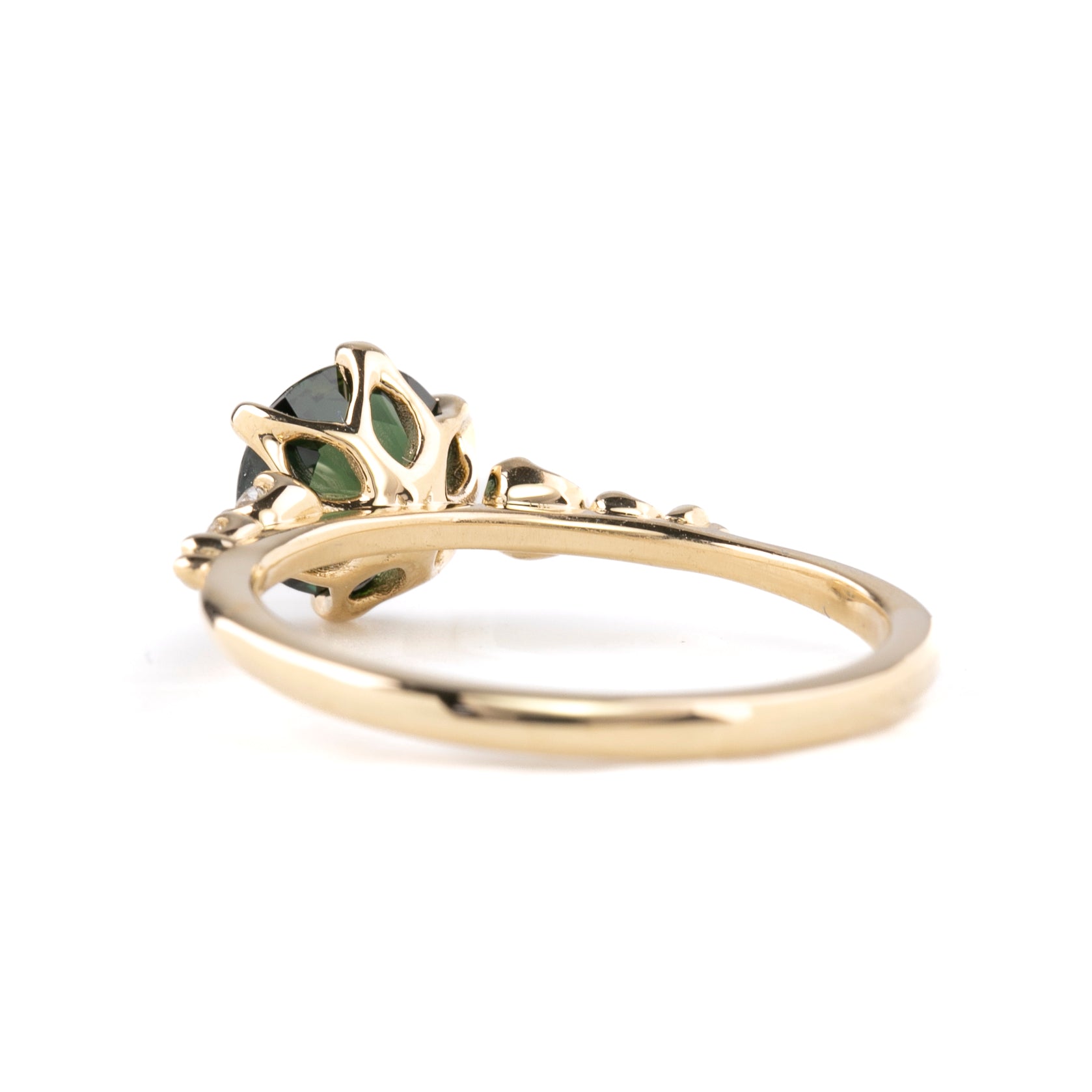 【一点物】エステルフルールリング ・1.38ct・加熱モンタナ産パルティグリーンサファイア・K14YG