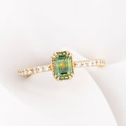 Maya Ring, 1.03ct Green Montana Sapphire