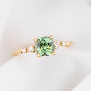 Estel Fleur Ring, 1.22ct Green Montana Sapphire