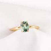 Kylie Ring, 1.22ct Light Blue Green Montana Sapphire