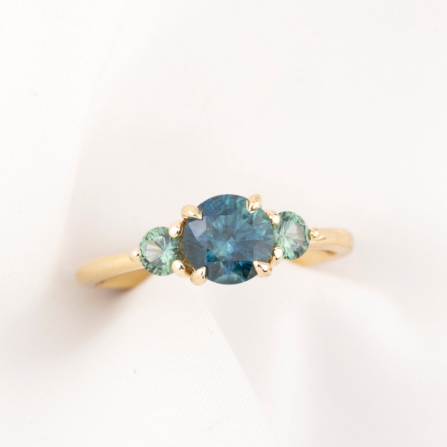 Juliette Ring, 1.33ct Teal Blue Monatana Sapphire