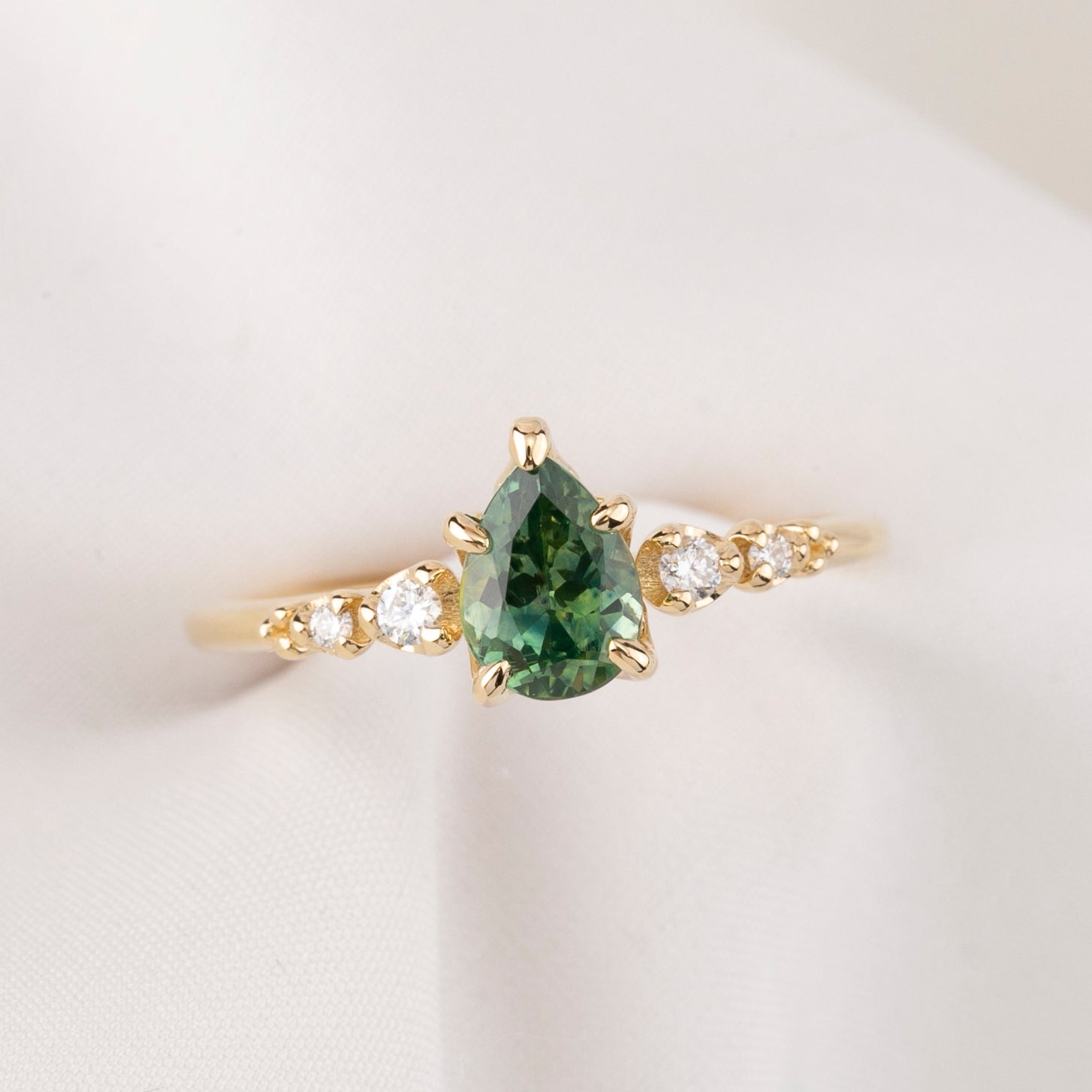 Estel Fleur Ring, 1.00ct Green Montana Sapphire