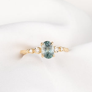 Estel Fleur Ring, 1.27ct Aqua Blue Montana Sapphire