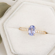 Audrey Ring 1.02ct Lavender Blue Ceylon Sapphire, 14K Yellow Gold (One of a kind)