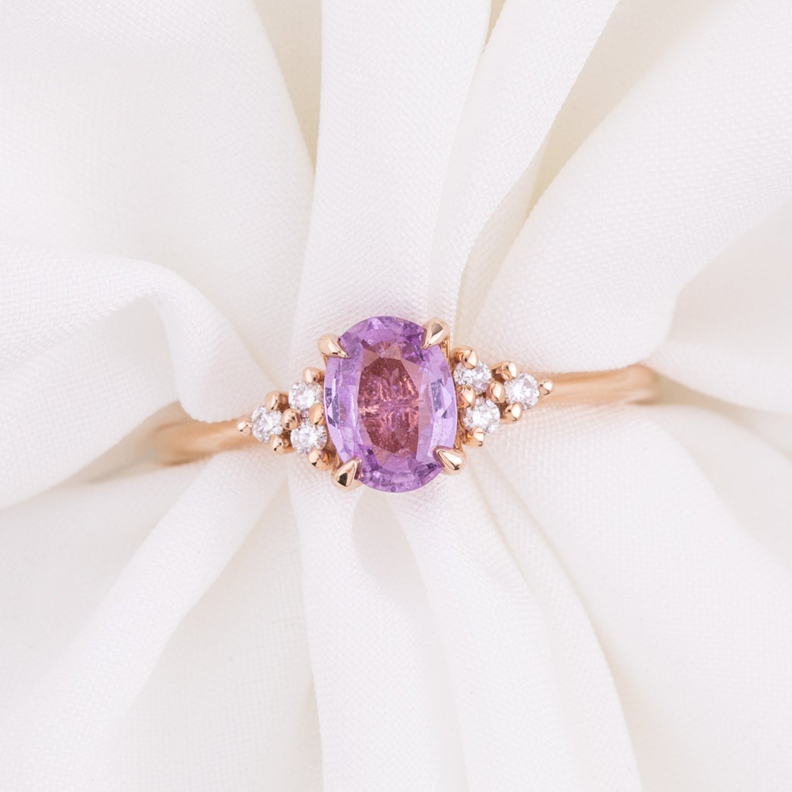 【即日配送】テレサリング ・0.84ct・加熱セイロン産ライトピンクサファイア・K14RG