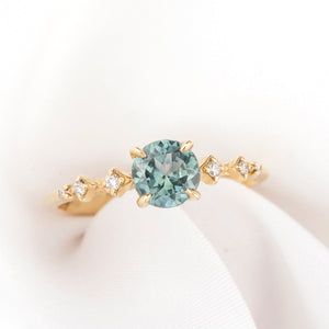 Celeste Ring, 0.95ct Blue Green Montana Sapphire