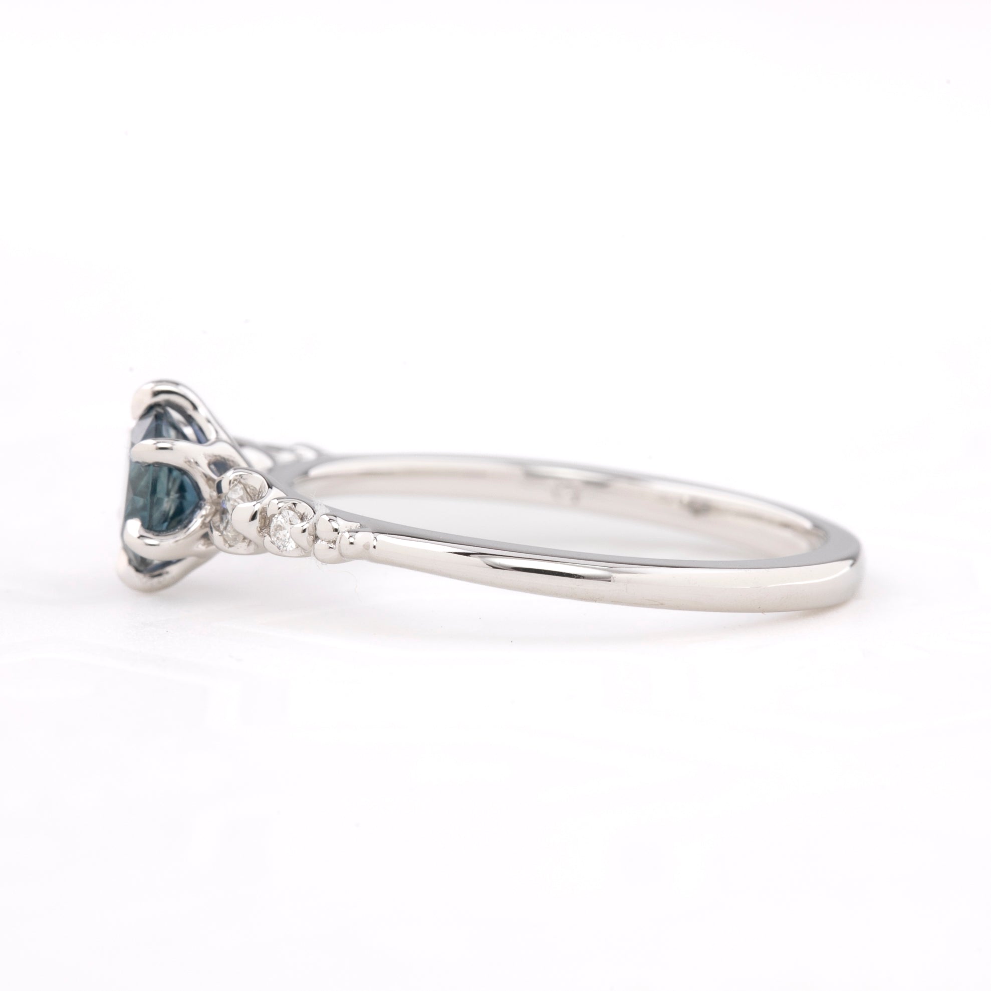 Estel Fleur Six Prongs Ring 0.72ct Blue Montana Sapphire, 14k White Gold (One of a kind)