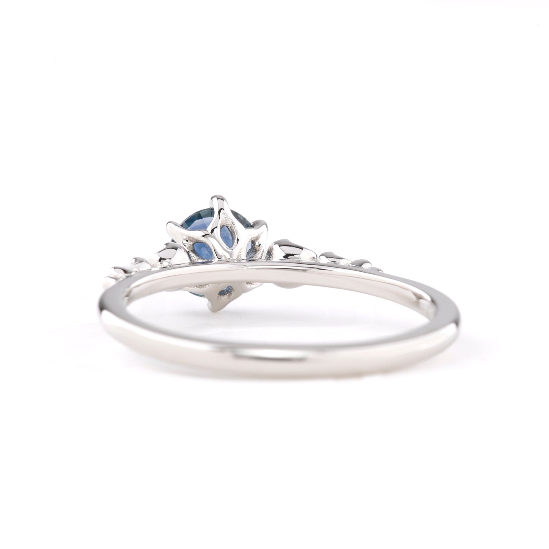 Estel Fleur Six Prongs Ring 0.72ct Blue Montana Sapphire, 14k White Gold (One of a kind)