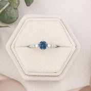 Estel Fleur Six Prongs Ring 0.72ct Blue Montana Sapphire, 14k White Gold (One of a kind)